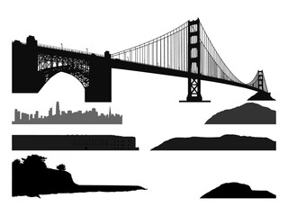 Silhouette of San Francisco. Vector illustration.