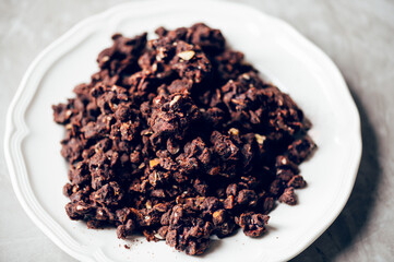 Organic Dark Chocolate Keto Nuggets, crunchy nuts and seeds, including pecans, almonds and hemp seeds coved in premium belgian dark chocolate, providing healthy snack. Gluten Free, Vegan Friendly