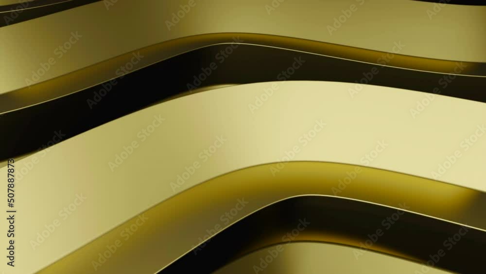 Poster abstract wide golden lines moving and creating effect of endless rotation. design. bended stripes mo