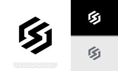 Initials S logo design. Initial Letter Logo. Hexagon logo design.
