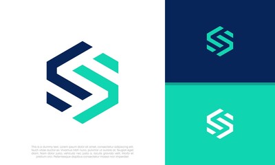 Initials S logo design. Initial Letter Logo. Hexagon logo design.
