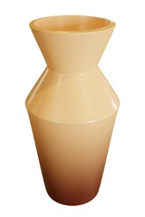 Brown vase on the white background. 3d rendering.