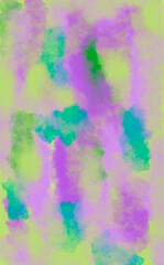 multicolored paint spots. green purple turquoise. watercolor hand painting