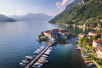 Aerial view of the ancient village, Lierna, Lake Como 