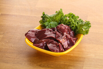 Raw chicken liver in the bowl