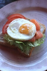 Toast with salmon, tomatoes and cheese
