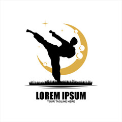 Karate word with fighter silhouettes © Nashiir