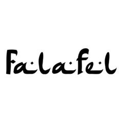 Texto manuscrito Falafel con letras estilo árabe para su uso en banner y logotipos de restaurante en color negro