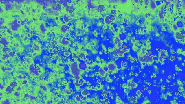 Blau grüne Flüssigkeit mit Bewegung mit kaltem infrarot thermo vision effect . Farbenfroher neonfarbener Hintergrund . green blue liquid background concept image . 