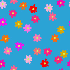 Vector Seamless Floral Pattern With Pink Flowers On Brown Background