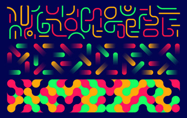 Set de banners con patrones vectoriales de figuras geometricas coloridas con degradados fondos modernos tecnologicos