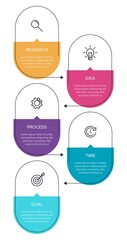 Vertical infographic design with icons and 5 options or steps. Thin line. Infographics business concept. Can be used for info graphics, flow charts, presentations, mobile web sites, printed materials.