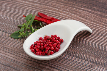 Red pepper seeds in the bowl