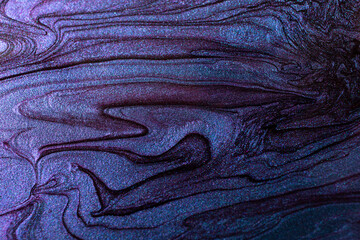 Liquid texture of nail polish.Abstract navy blue background.
