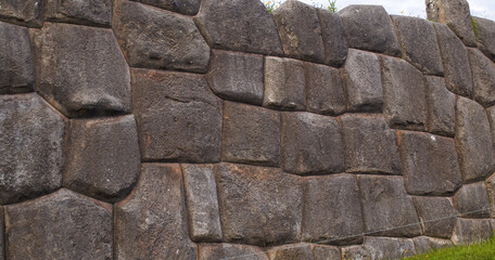 Sacsayhuaman wall masonry in cusco Peru - obrazy, fototapety, plakaty