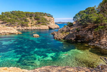 Fototapeta na wymiar Rocky sea coast. Mallorca island