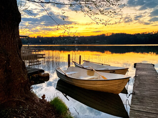Fototapeta premium Steg in Buckow, Schwermützelsee, Märkische Schweiz 
