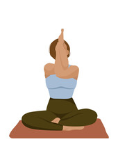 Woman meditates in lotus pose. Concept illustration for posters, banners, advertising, website.. Vector illustration in faceless style.