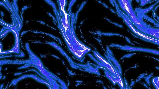 Background of moving fluid flow. Design. Dynamic flow of dark neon liquid. 3D texture of moving surface of neon liquid