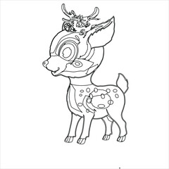 cute animal coloring page , deer , baby deer , baby animal 