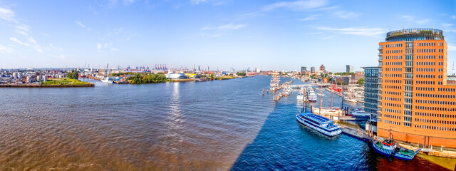 Blick über den Hamburger Hafen, Sankt Pauli, Hamburg, Deutschland 