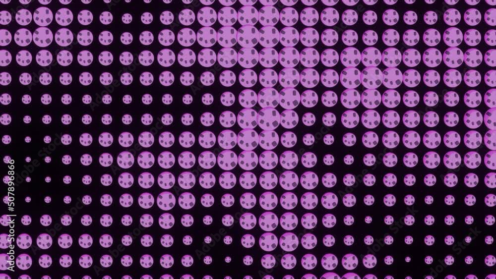 Poster dots moving in waves on black background. design. points of different sizes change in wave flow. col