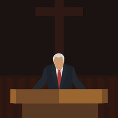 John MacArthur preaching at the pulpit in church - obrazy, fototapety, plakaty