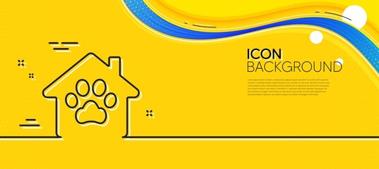 Obraz na płótnie Canvas Pet shelter line icon. Abstract yellow background. Veterinary clinic sign. Pets care symbol. Minimal pet shelter line icon. Wave banner concept. Vector