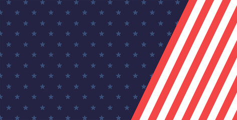 4th of July USA Independence Day. American flag isolated on blue background with star. Design element for sale, cover, banner, advertisement, web. Place for your text. Vector illustration