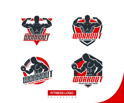 Workout Or Gym Vector Logo Design Collection