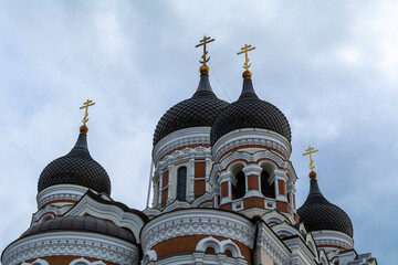 Fototapeta na wymiar Roof and Domes of the Alexander Nevsky Cathedral in Tallinn, Estonia