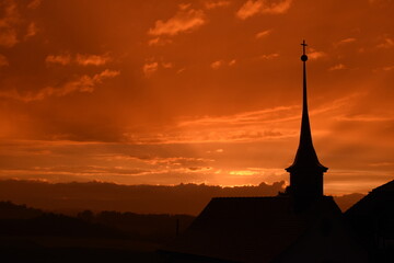 Obraz premium church at sunset