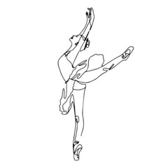 One Line Drawing, Single Continuous Line Sketch Woman Female Ballerina