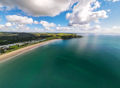 Coopers beach from above in Doubtless Bay, New Zealand