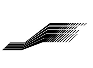 Black and white vector stripe for a sports car, boat, moto. Vehicle sticker. Striped pattern. Vector striped background