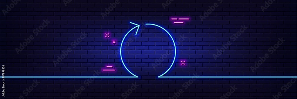 Aufkleber neon light glow effect. loop arrow line icon. refresh arrowhead symbol. navigation pointer sign. 3d 