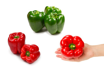 Fresh red bell pepper isolated on white background.