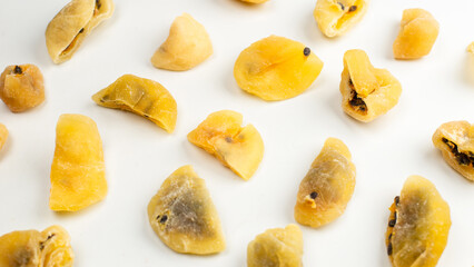 Dried passion fruit isolated on a white background.