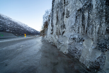 mountain road in winter