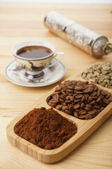 coffee beans and ground coffee beans
