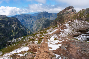 hiking trail in the mountains of Madeira