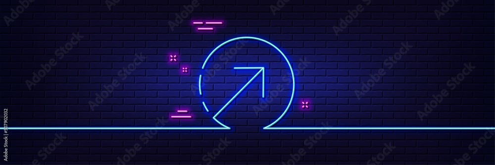 Poster neon light glow effect. direction arrow line icon. arrowhead symbol. navigation pointer sign. 3d lin