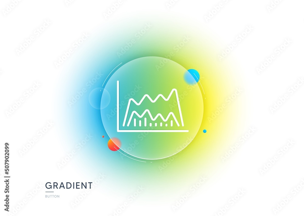 Poster investment chart line icon. gradient blur button with glassmorphism. economic graph sign. stock exch