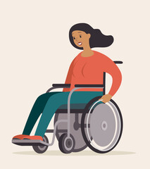 Portrait of a young handicapped woman. Young girl sitting in a wheelchair.