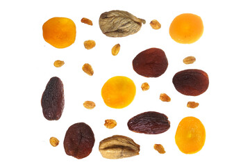 white background natural figs, apricots, grapes, fruit,