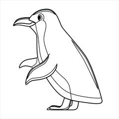 Cute and happy penguin coloring book page , Animal coloring Page penguin 