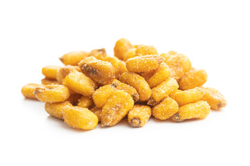 Roasted salted corn snack isolated on white background.