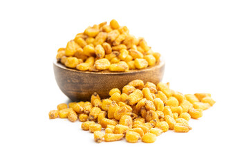 Roasted salted corn snack isolated on white background.