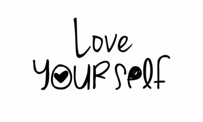 Love Yourself phrase lettering on white background