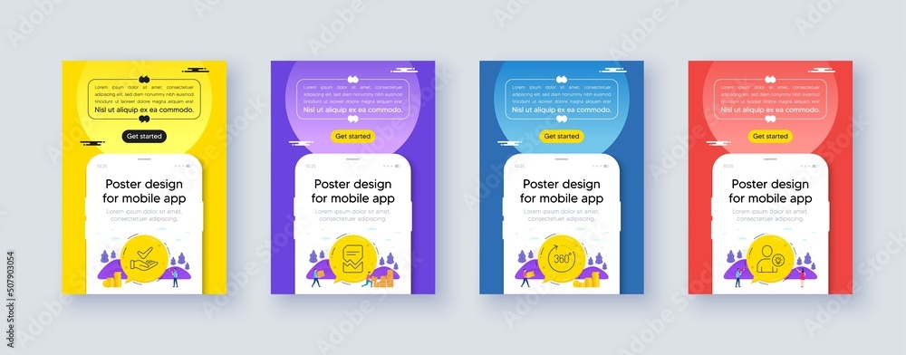 Poster simple set of corrupted file, dermatologically tested and 360 degrees line icons. poster offer desig